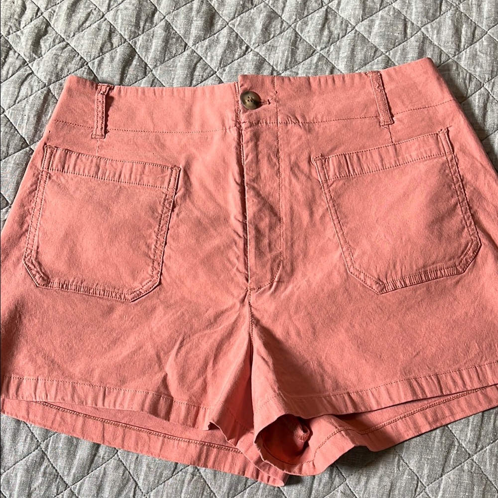 Anthropologie-Maeve Colette High Waist Coral Shorts